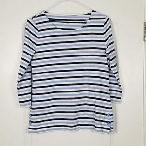 TALBOTS Preppy Striped Maritime 3/4 Sleeve Top